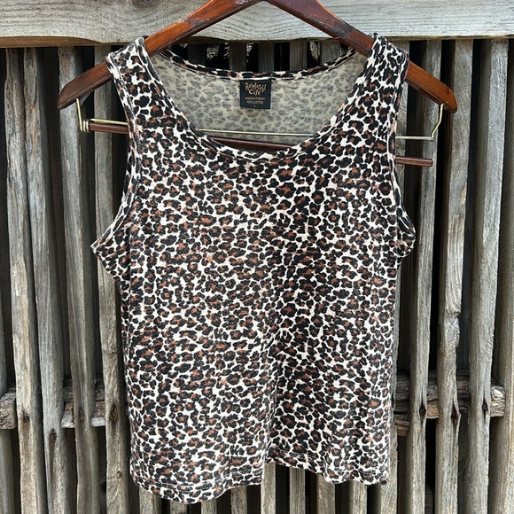 Leopard loungewear flared bottom drawstring waist sleeveless round neck top - Picture 2 of 7